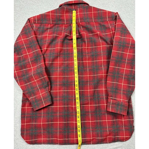 L.L. Bean Flannel Mens Large Heavyweight Red Blue Button Up Shirt Tall MT07 - Picture 9 of 10